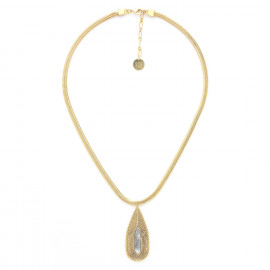 Necklace with drop pendant (golden) "Miyako" - Ori Tao
