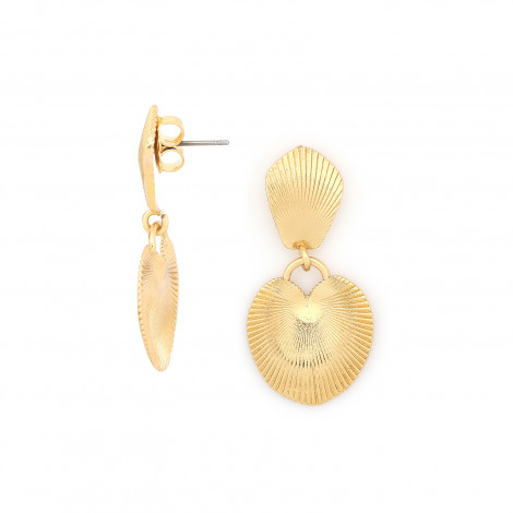 Post earrings with small pendant leaf (golden) "Palmspring"