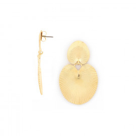 Boucles d'oreilles poussoir 2 feuilles (doré) "Palmspring" - Ori Tao