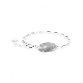 Bracelet ajustable pampille feuille (argenté) "Palmspring" - Ori Tao