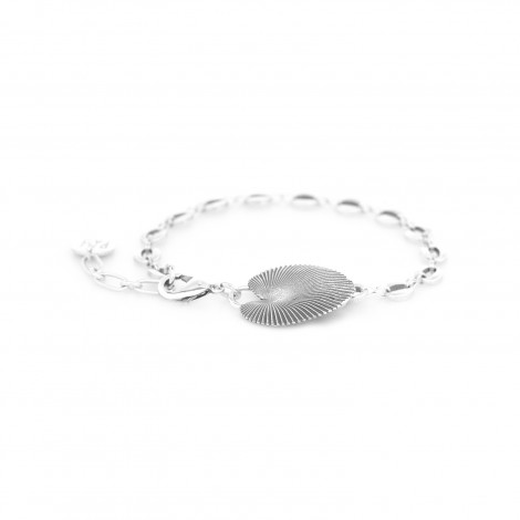 Bracelet ajustable pampille feuille (argenté) "Palmspring"