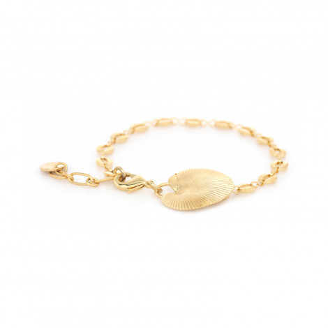 Adjustable bracelet with leaf dangle (golden) "Palmspring"