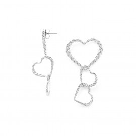3 hearts post earrings (silvered) "Merida" - Ori Tao