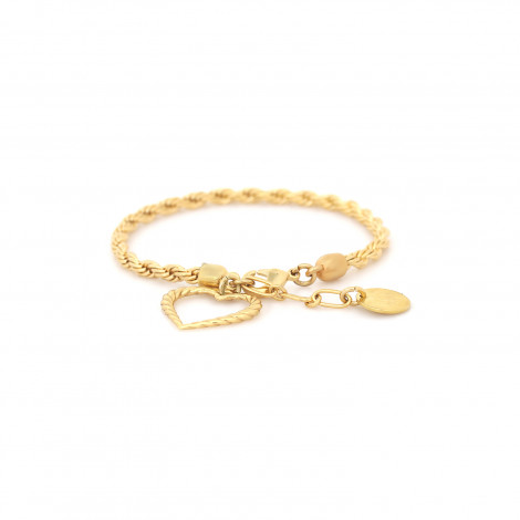 Bracelet ajustable pampille coeur (doré) "Merida"