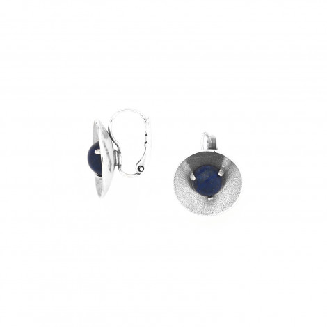 Simple french hook earrings with lapis cab (silvered) "Jimili"
