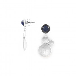 Post earrings wit lapis top (silvered) "Jimili" - Ori Tao