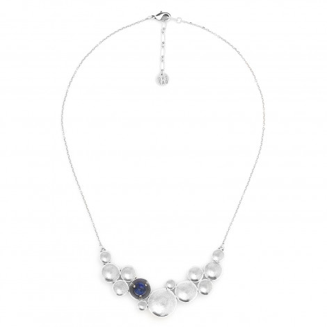 Short necklace with lapis (silvered) "Jimili"