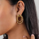Boucles d'oreilles poussoir 2 anneaux (doré) "Biwa" - Ori Tao