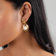 Post earrings with small pendant leaf (golden) "Palmspring" - Ori Tao
