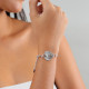 Bracelet ajustable pampille feuille (argenté) "Palmspring" - Ori Tao