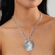 Leaf pendant necklace (silvered) "Palmspring" - Ori Tao